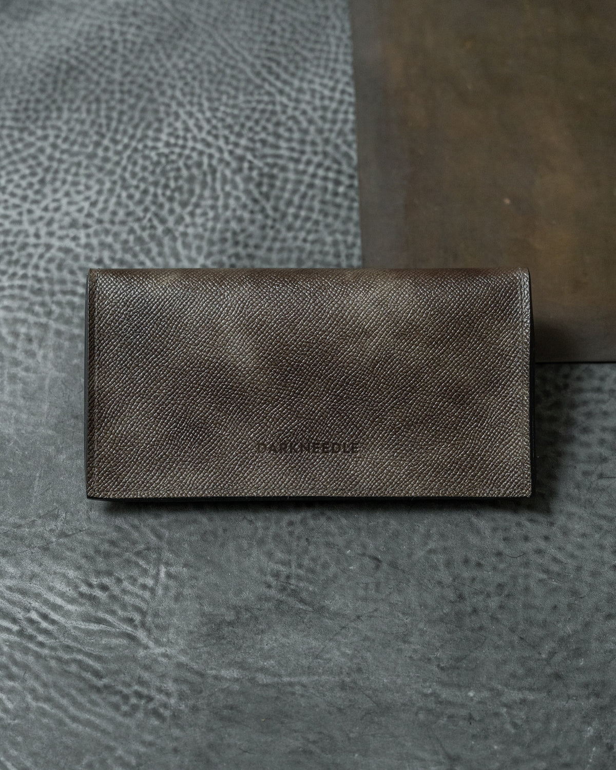 Grey Brown Italian Museum Calf Leather Eyewear Snap Case