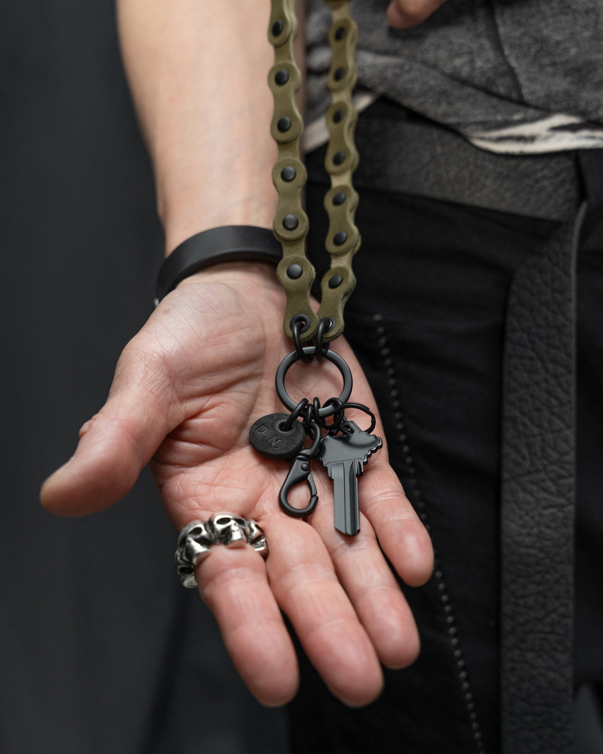 Olive Italian Horse Leather Nexo Keychain